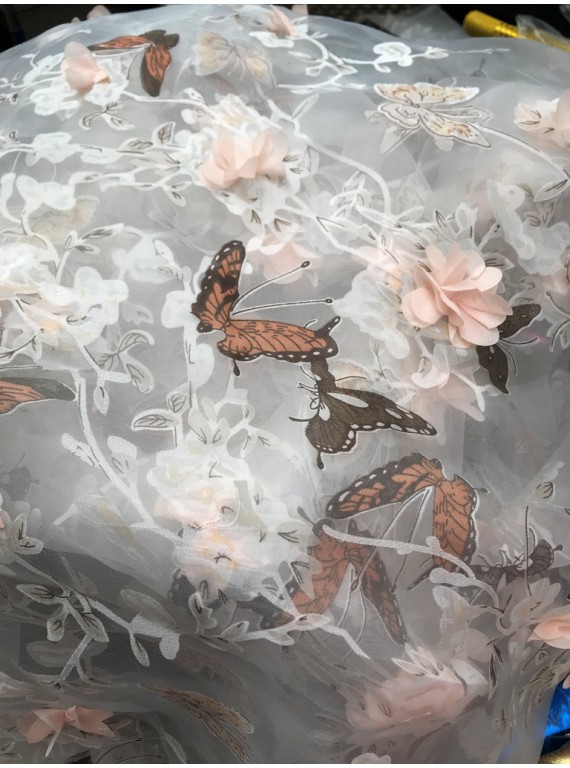 Органза 3D с бабочками (ширина 1.5 м) №7